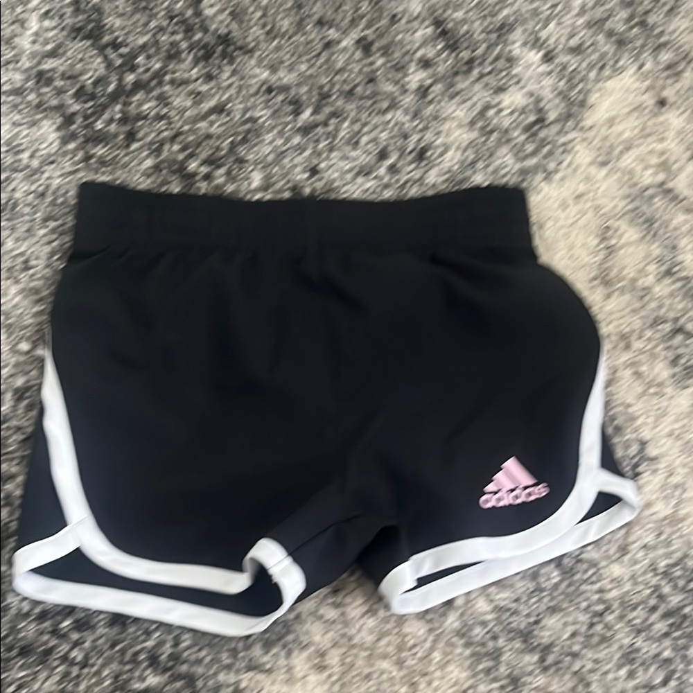 Adidas Kids Black Shorts with Pink Logo